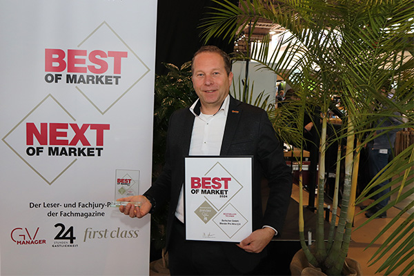 Detlev Schlünder von Bartscher durfte den BEST of Market für den Blender Pro Xtra 2,5 l entgegennehmen.