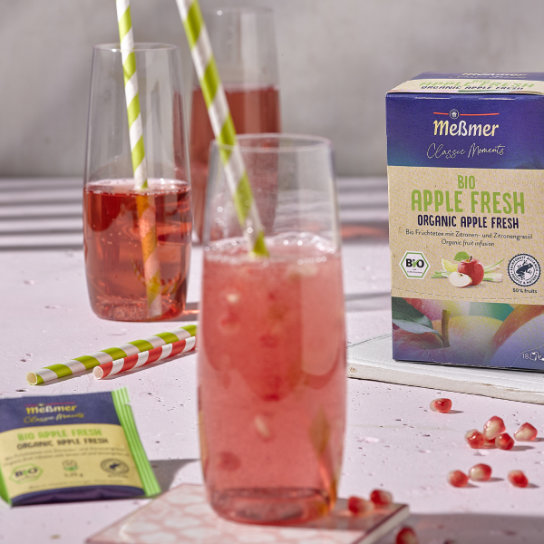 Nach einem Rezept von Meßmer Foodservice mit dem Tee Apple Fresh zubereitet: Sommerlicher Jumping Apple.