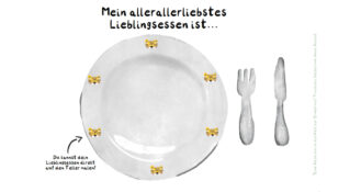 Malvorlage Mein allerallerliebstes Essen ist ein Begleitmaterial zum Kinderbuch Eine Reise durch die Welt der Ernährung von Franziska Delgas.
