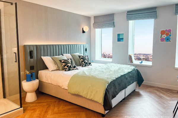 Beispielhaftes Doppelzimmer im H4 Hotel Wyndham Paris Pleyel Resort.