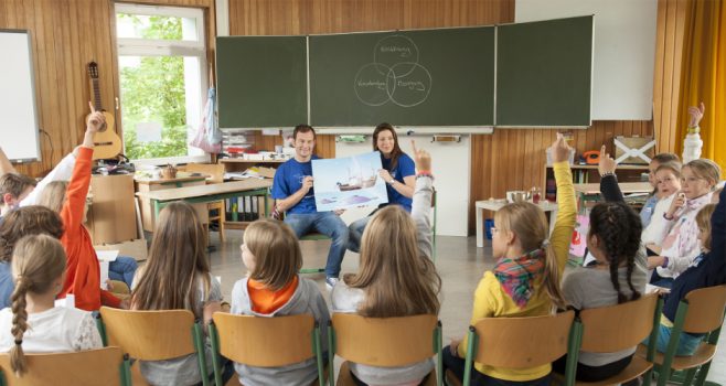 Mehr bewegen – besser essen. Die Grundschüler starten mit Projekttagen der Edeka Stiftung ins neue Schuljahr.