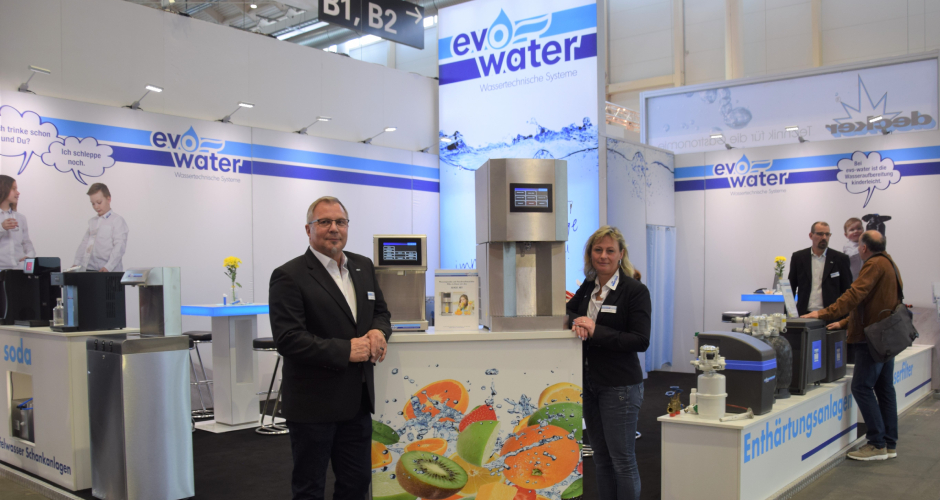 Ob Wasserfilter, Enthärtungsanlage und Umkehrosmose oder leitungswassergebundener Wasserspender – das Team von Evo-water steht zu Fragen rund ums Sortiment auf der Internorga zur Verfügung.