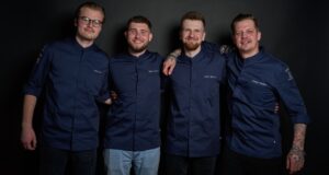 Die zwei Wildcard Chefs mit ihren Assistenten. (v.l.n.r.: Jakob Oos, Niklas Reinholz, Erwin Dillmann, Tobias Weyers)
