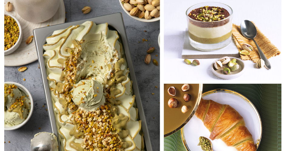 Pistazie bleibt einer der großen Geschmackstrends in der Gastronomie. Ob Desserts, Eis oder Croissants – all das findet sich im Sortiment von Bindi Deutschland.