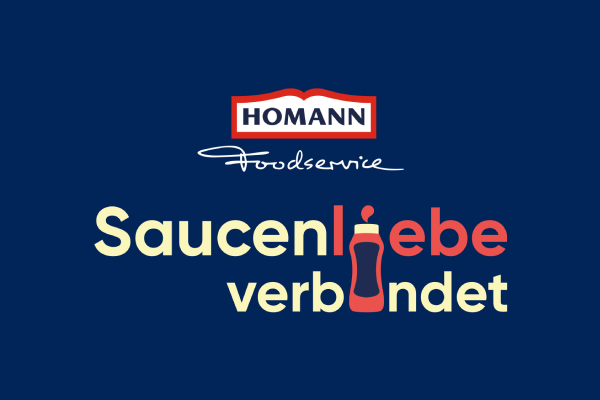 Der Slogan „Saucenliebe verbindet“ ist Leitidee, den Homann Foodservice möchte Menschen zusammenbringen, Mahlzeiten veredeln und für besondere Geschmacksmomente sorgen.