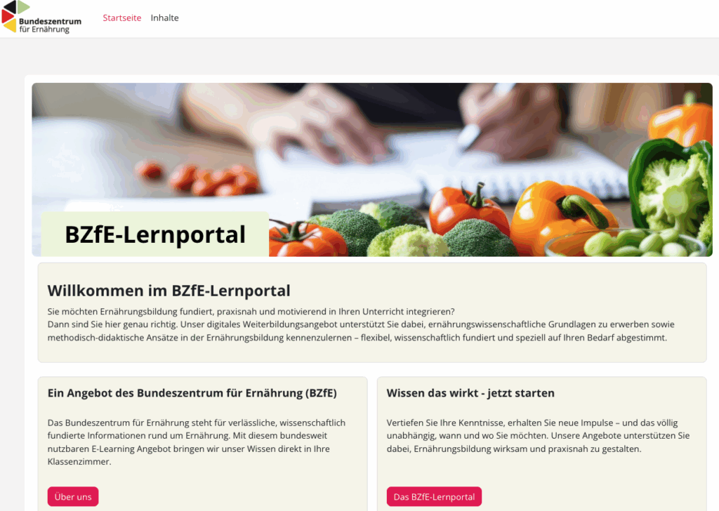 Das BZFE bietet ein neues Lernportal für Ernährungsbildung für Lehrkräfte