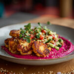 Dinkel-Taboulé mit zitroniger Rote-Bete-Sauce an gerösteten Blumenkohl-Steaks