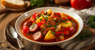 Der DDR-Klassiker Wurstgulasch führt die Top 10 der beliebtesten Gerichte in Mecklenburg-Vorpommerns Kitas und Schulen an, das ergab eine Auswertung von VielfaltMenü.