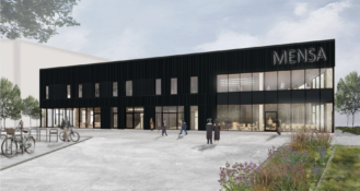 Visualisierung des geplanten Neubaus der Mensa Erfurt