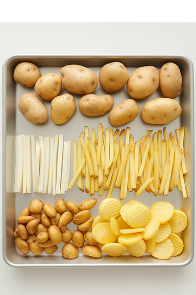 Kartoffeln in verschiedenen Convenience-Stufen bis hin zu Pommes