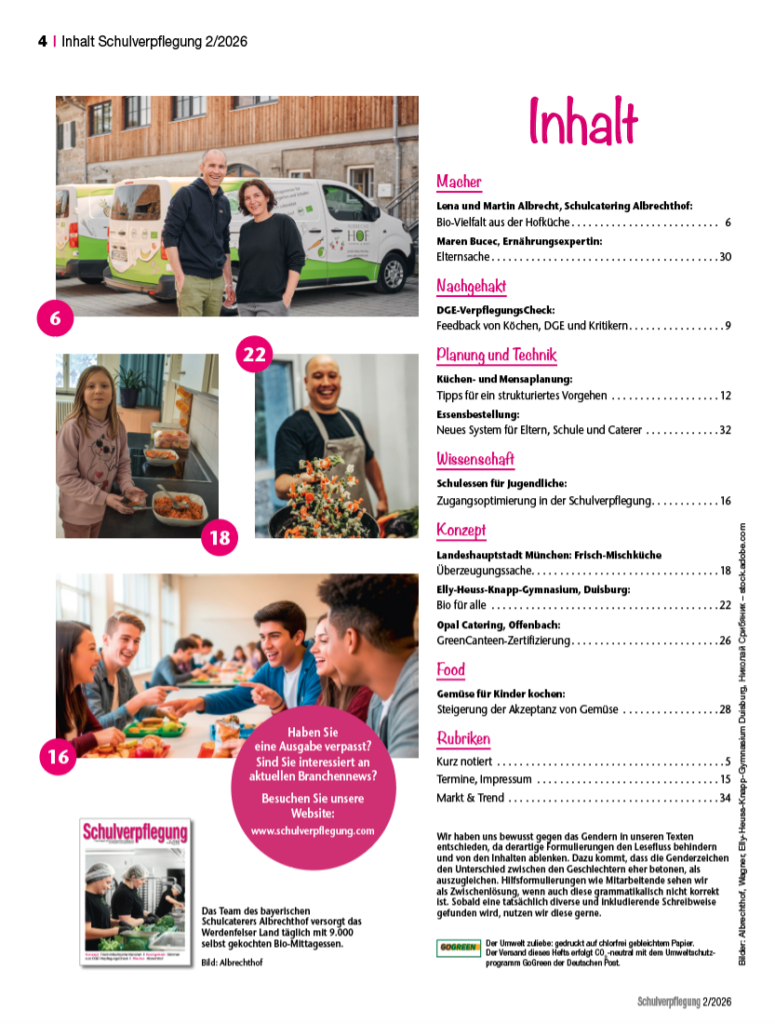 Bio in der Schulverpflegung 2/2026 Inhalt