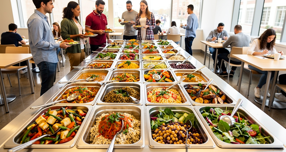 Vegane Hauptgerichte in Hochschulmensen